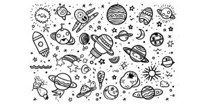 Outer Space Coloring Pages - Learn English