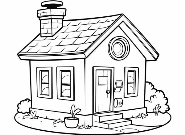 House Drawing for Kids – Simple Steps to Draw & Color a House